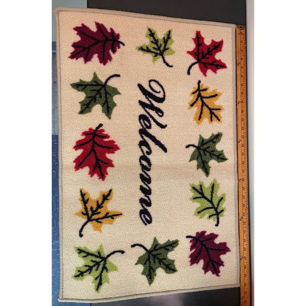 30"x19.5" Welcome Door Mat Fall Thanksgiving Never Used New w/o Tags Non-Slip
